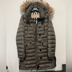 Burberry Brit Pipleigh Down Puffer Coat with Fur Hood